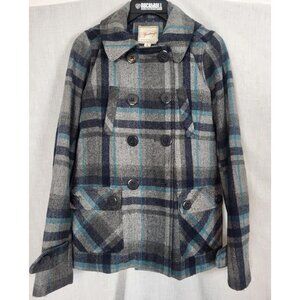 Heritage 1981 Wool Blend Coat Jacket Sz S Removable Hood Pockets Plaid Winter
